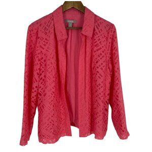 Chicos Womens Open Front Burnout Long Sleeve Blazer Jacket Size 2 US L